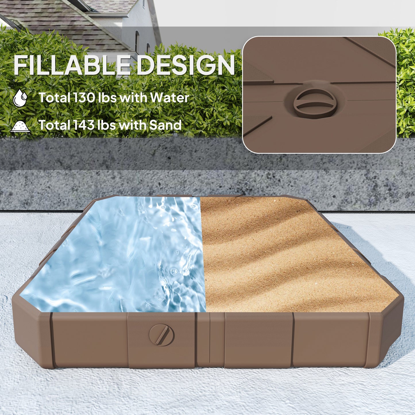 Brown Metal Offset Umbrella Base for Garden and Poolside Use