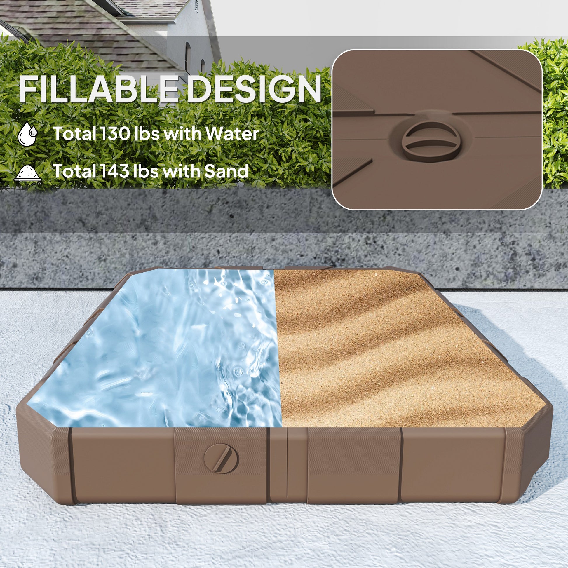 Brown Metal Offset Umbrella Base for Garden and Poolside Use