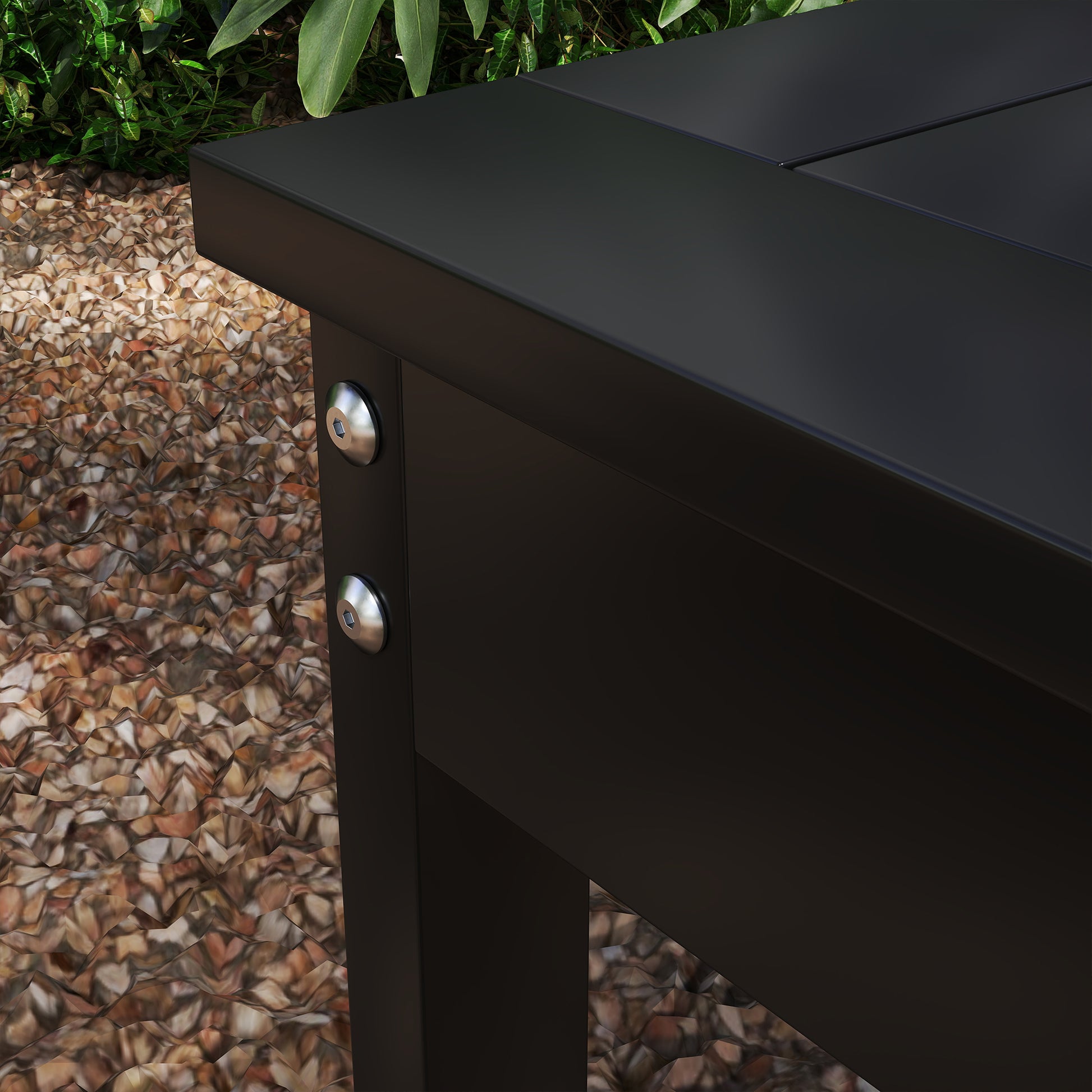 Black HDPE 2-Person Patio Bench - Outdoor Loveseat