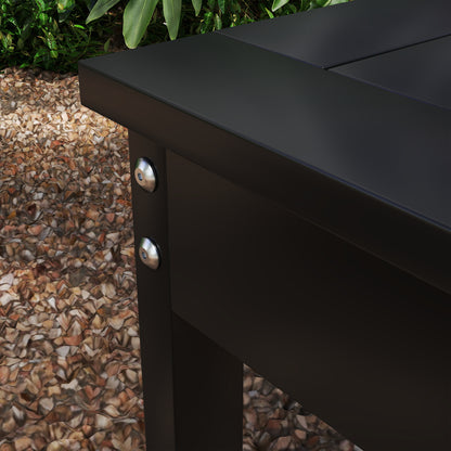 Black HDPE 2-Person Patio Bench - Outdoor Loveseat