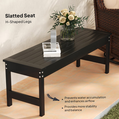 Black HDPE 2-Person Patio Bench - Outdoor Loveseat