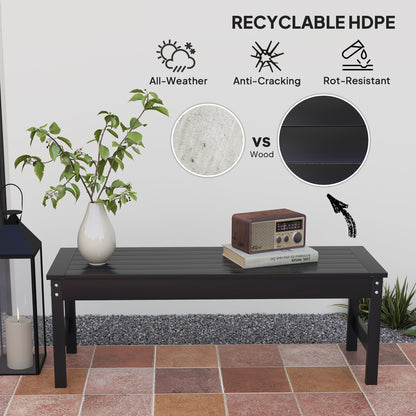 Black HDPE 2-Person Patio Bench - Outdoor Loveseat