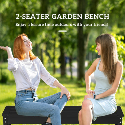 Black HDPE 2-Person Patio Bench - Outdoor Loveseat