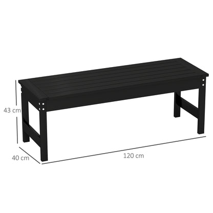 Black HDPE 2-Person Patio Bench - Outdoor Loveseat