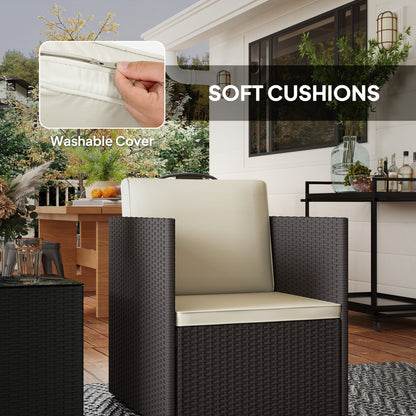 Folding Rattan Bistro Set - 3 Piece Patio Furniture