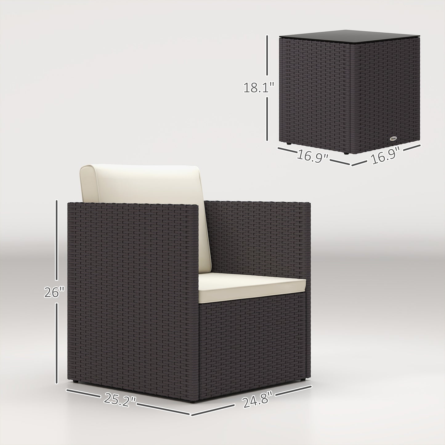 Folding Rattan Bistro Set - 3 Piece Patio Furniture