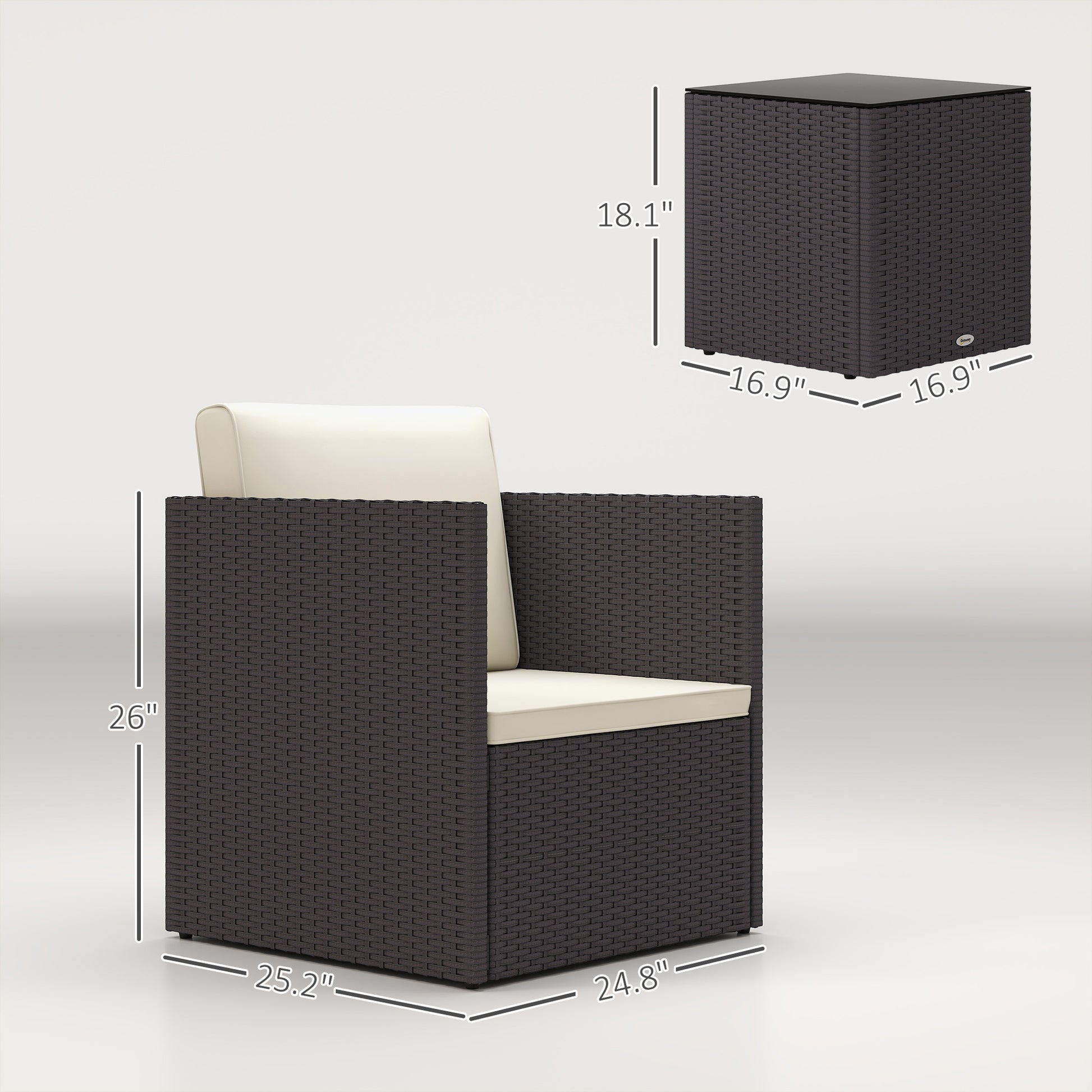 Folding Rattan Bistro Set - 3 Piece Patio Furniture