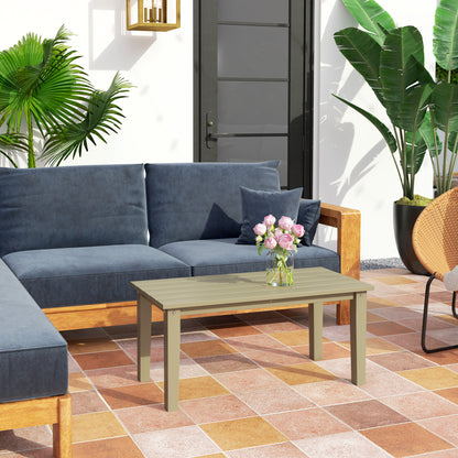 Brown Slatted Outdoor Patio Coffee Table for Poolside Entertaining
