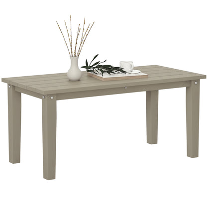 Outsunny HDPE Outdoor Coffee Table, Rectangle All-Weather Patio Coffee Table, Slatted Outdoor Patio Table for Garden, Balcony, Backyard, Brown