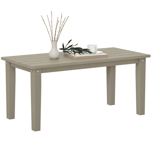 Outsunny HDPE Outdoor Coffee Table, Rectangle All-Weather Patio Coffee Table, Slatted Outdoor Patio Table for Garden, Balcony, Backyard, Brown