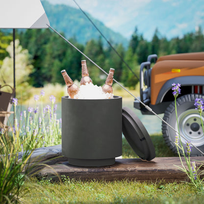 Concrete Outdoor Cooler Table - 2.6 Gal Storage Side Table