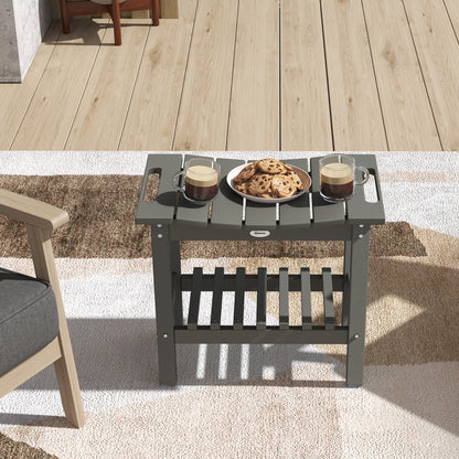 Grey HDPE Shower Bench with Storage Shelf - Outdoor & Indoor Use