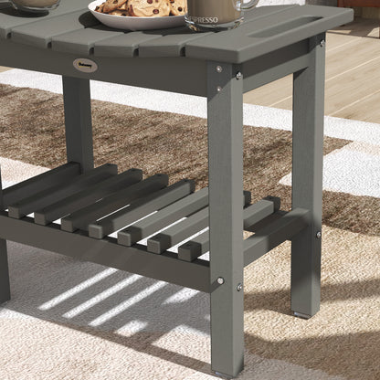 Grey HDPE Shower Bench with Storage Shelf - Outdoor & Indoor Use