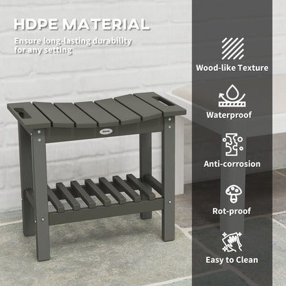 Grey HDPE Shower Bench with Storage Shelf - Outdoor & Indoor Use