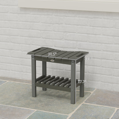 Grey HDPE Shower Bench with Storage Shelf - Outdoor & Indoor Use