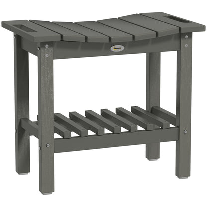 Outsunny Shower Bench, HDPE Shower Stool with Handle, Storage Shelf for Indoor Outdoor, Dark Gray