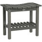Outsunny Shower Bench, HDPE Shower Stool with Handle, Storage Shelf for Indoor Outdoor, Dark Gray