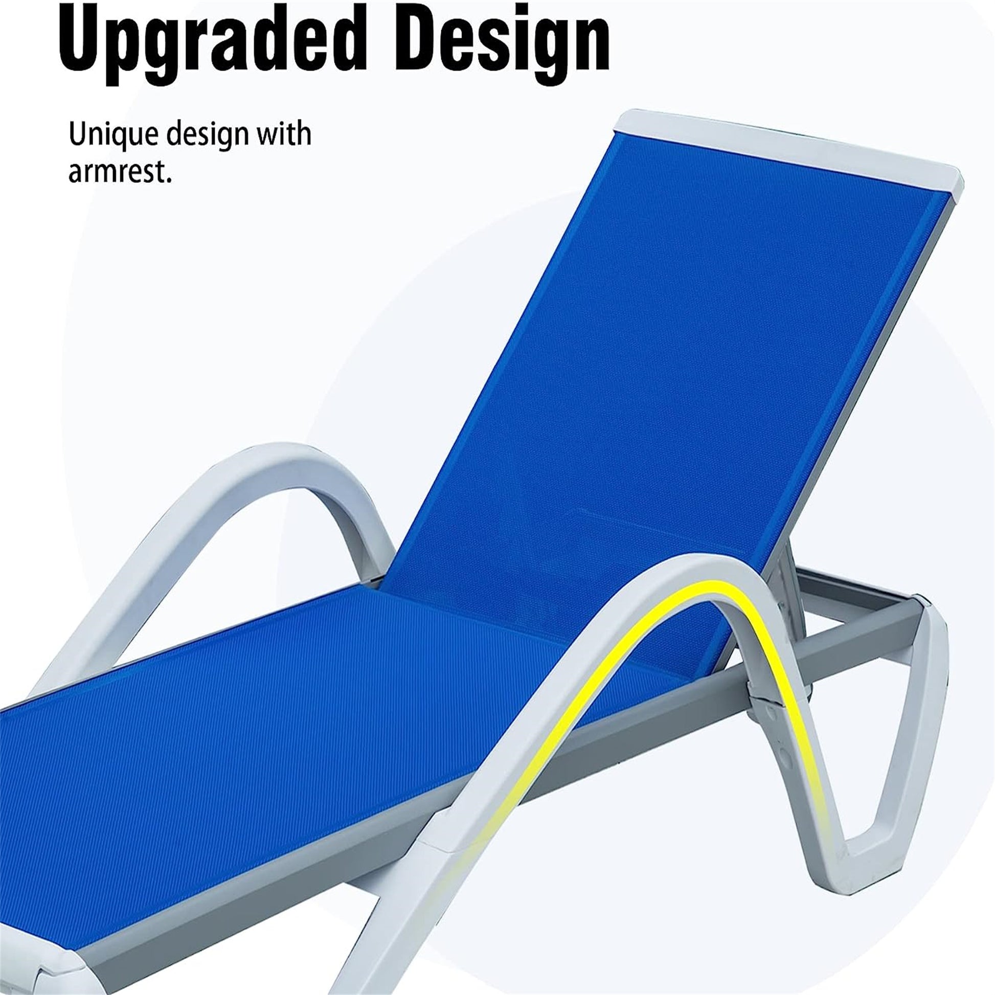 Blue Aluminum Patio Chaise Lounge - Adjustable Weather Pool Chair