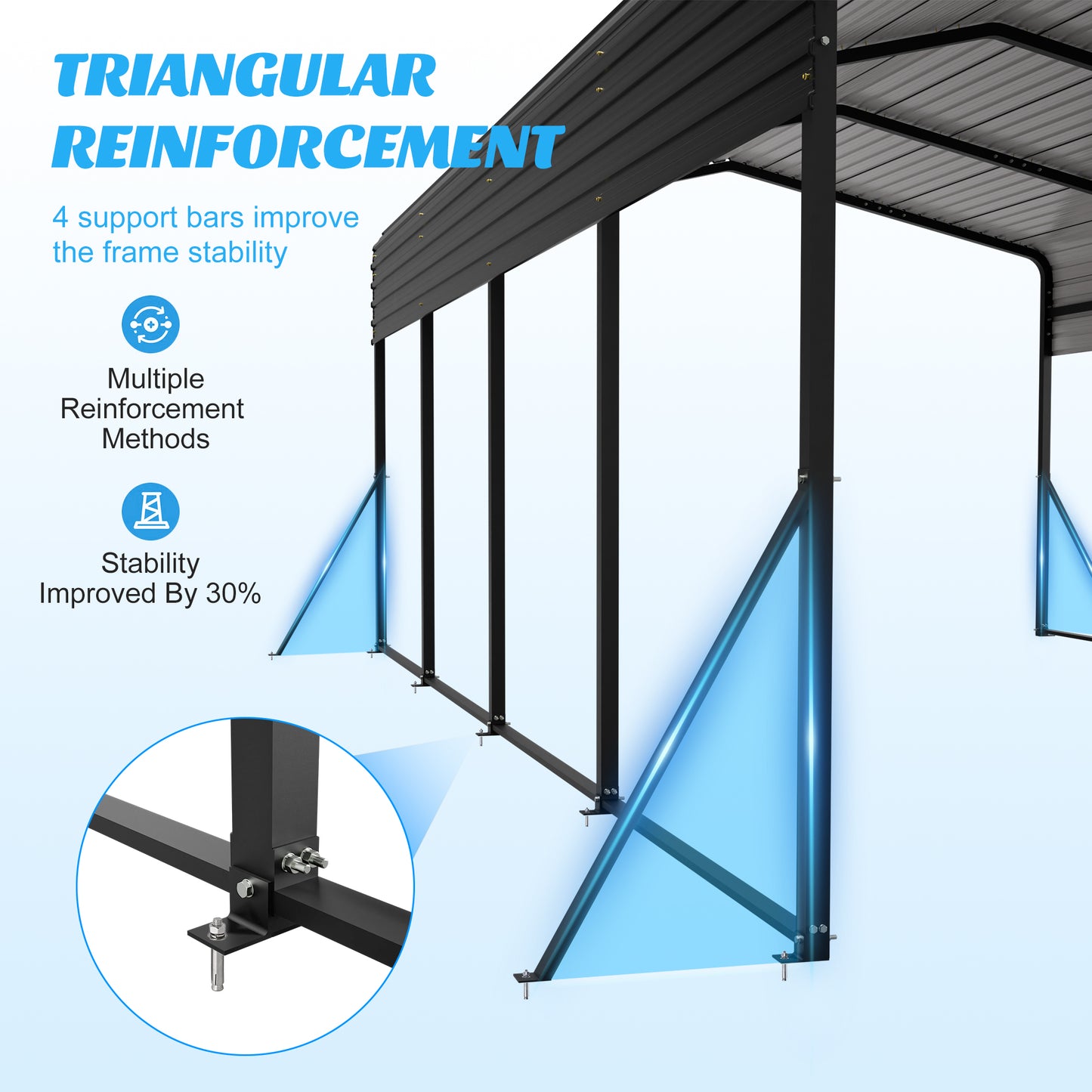 13x20 Metal Carport - Outdoor Garage Shelter