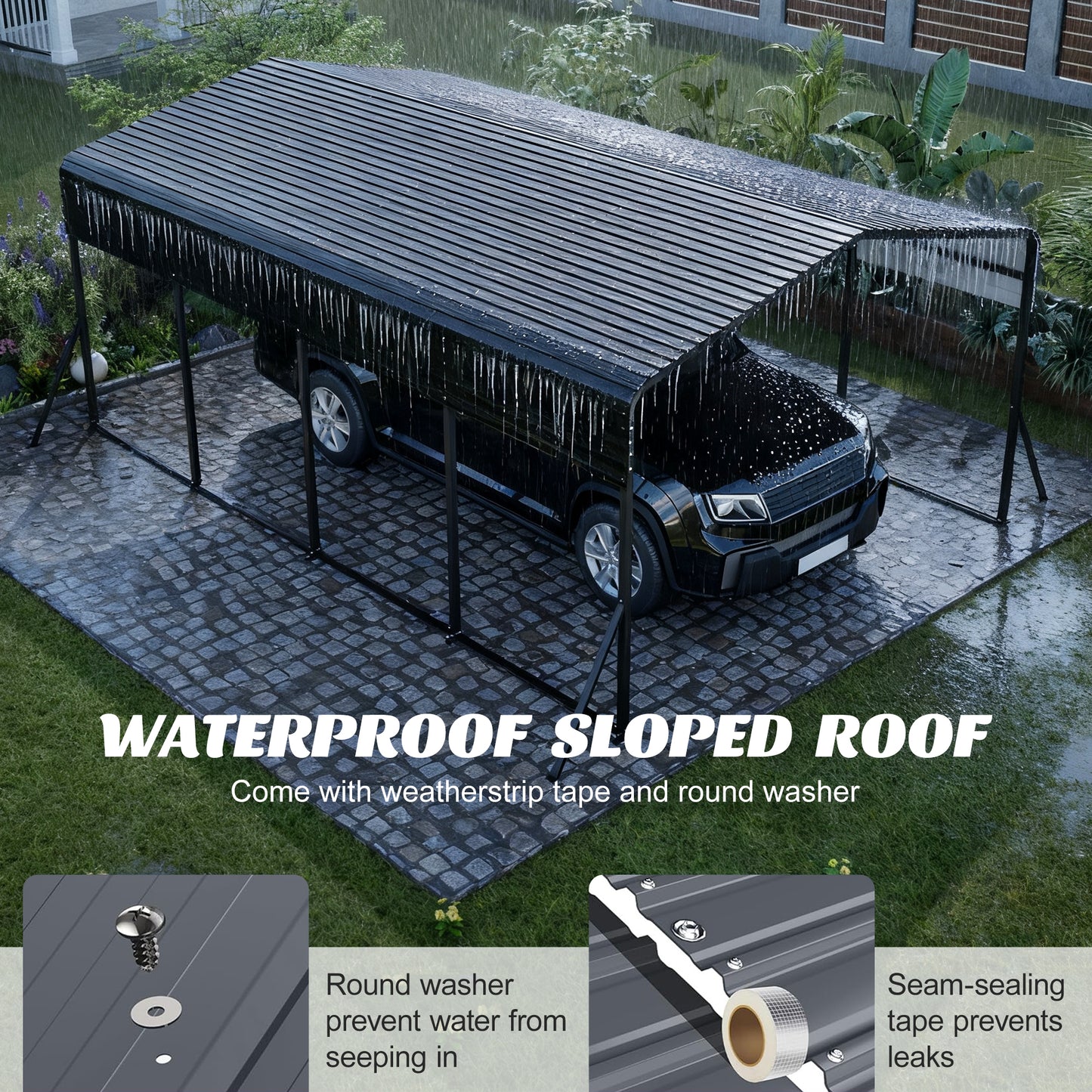 13x20 Metal Carport - Outdoor Garage Shelter