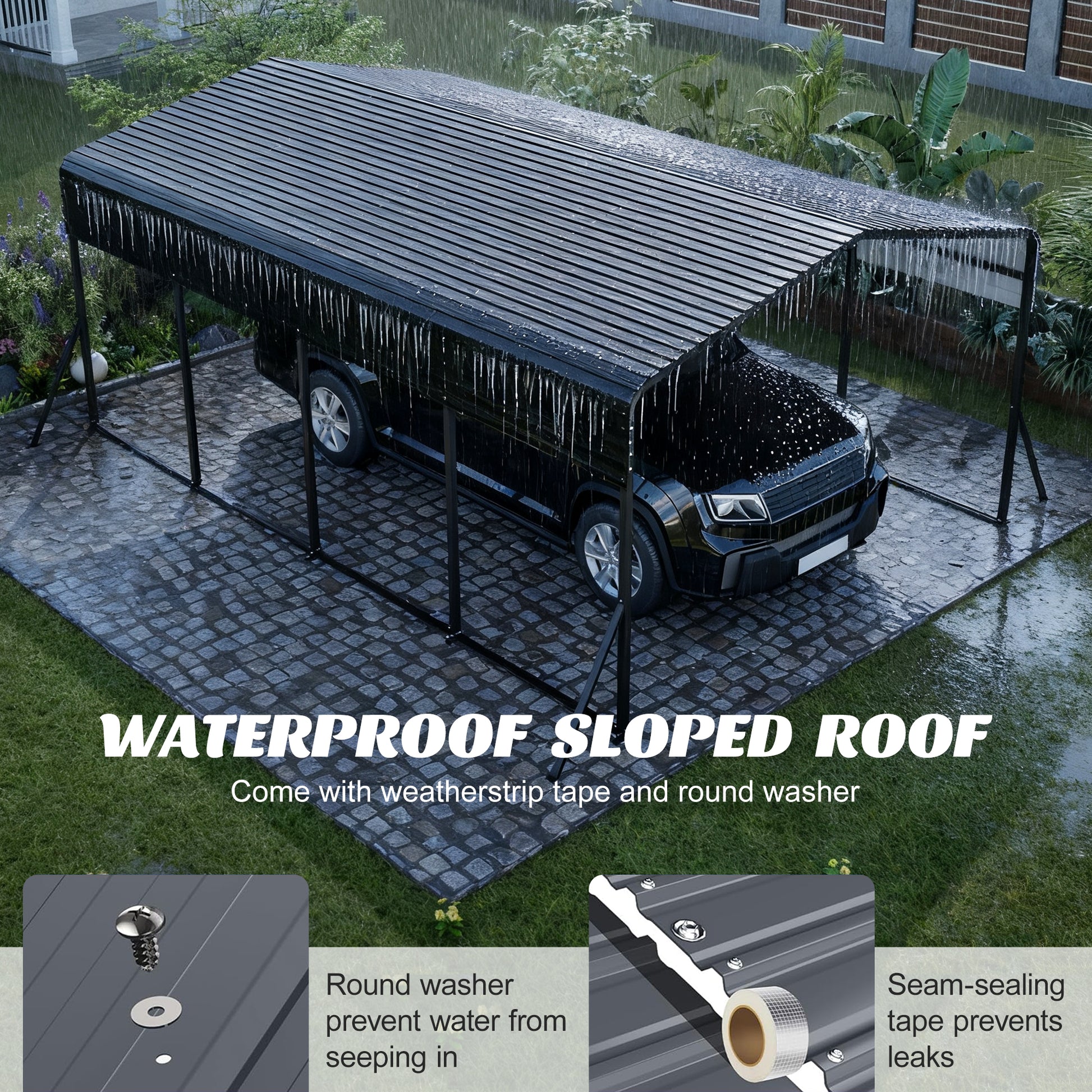13x20 Metal Carport - Outdoor Garage Shelter