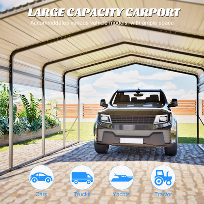 13x20 Metal Carport - Outdoor Garage Shelter