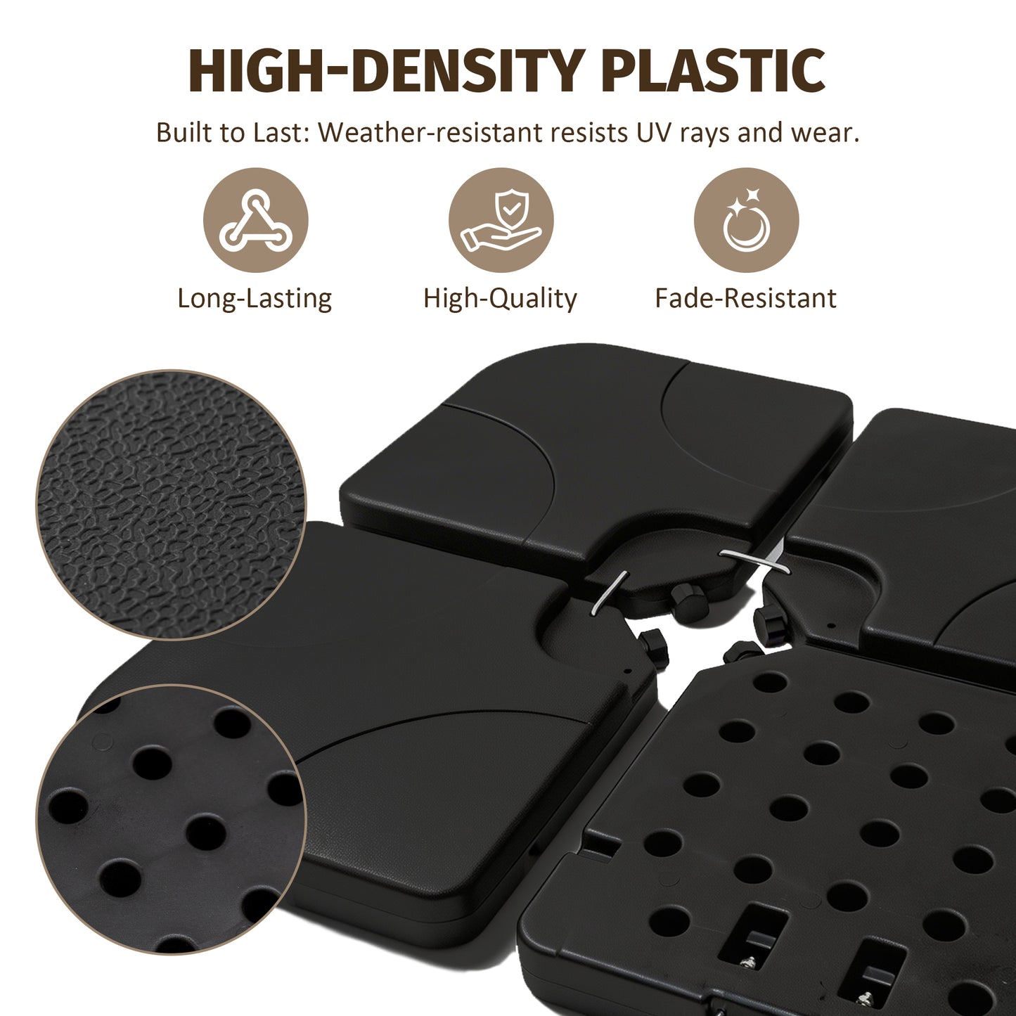 Refillable Black Plastic Umbrella Base for Garden, Poolside & Porch