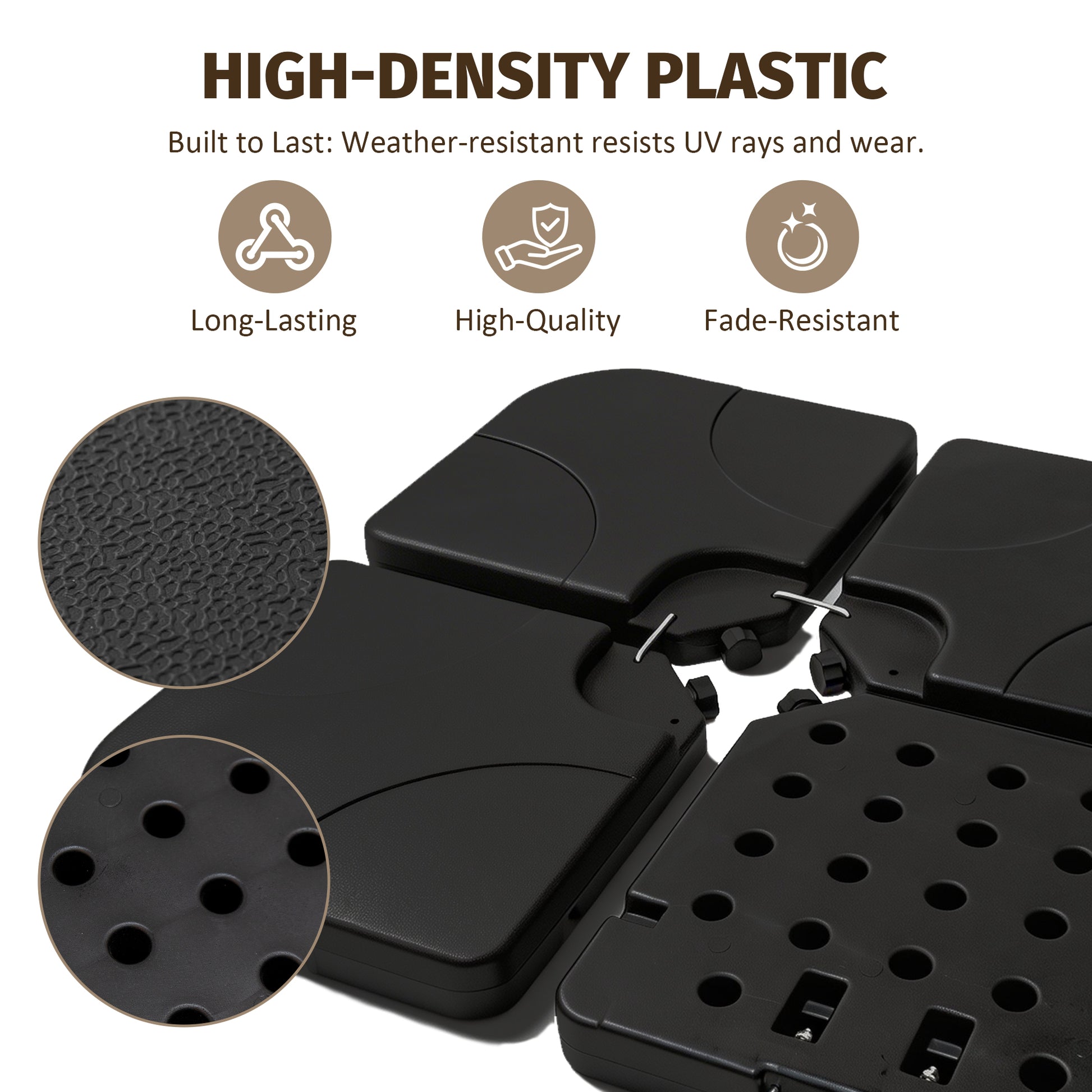Refillable Black Plastic Umbrella Base for Garden, Poolside & Porch