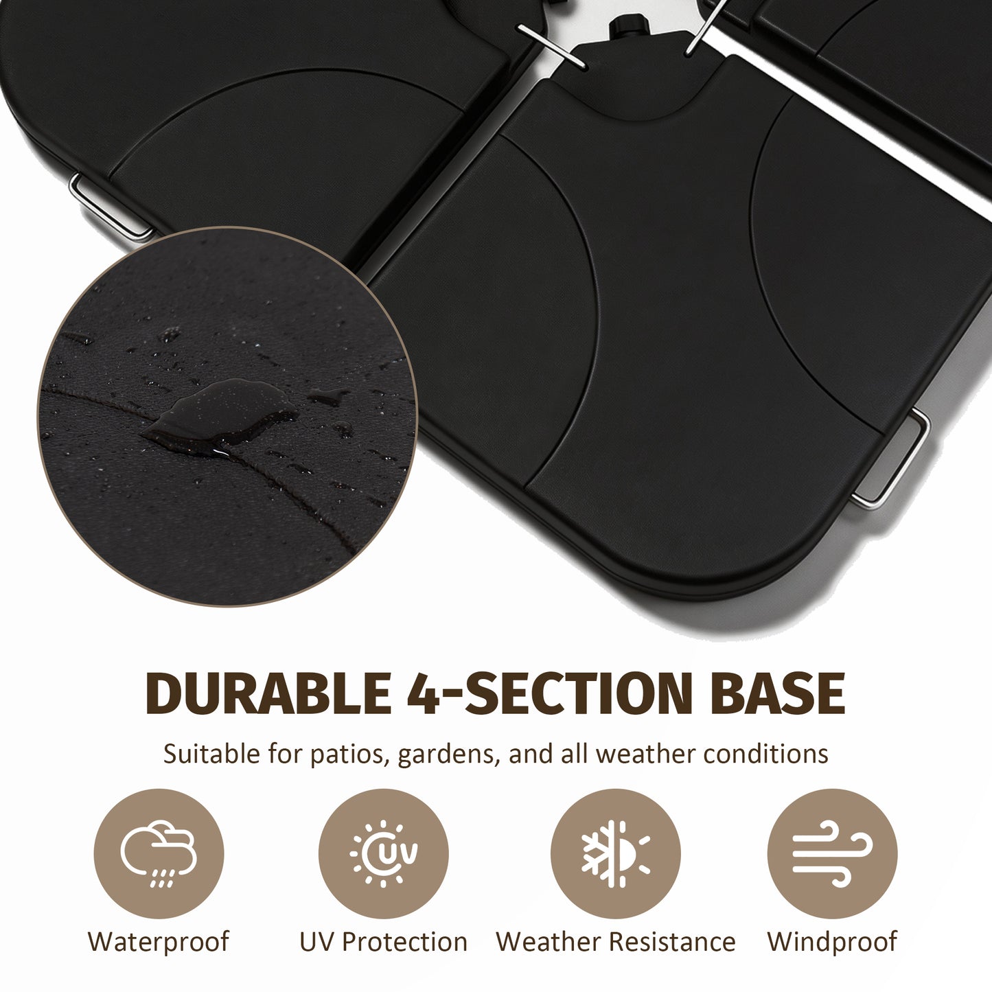Refillable Black Plastic Umbrella Base for Garden, Poolside & Porch