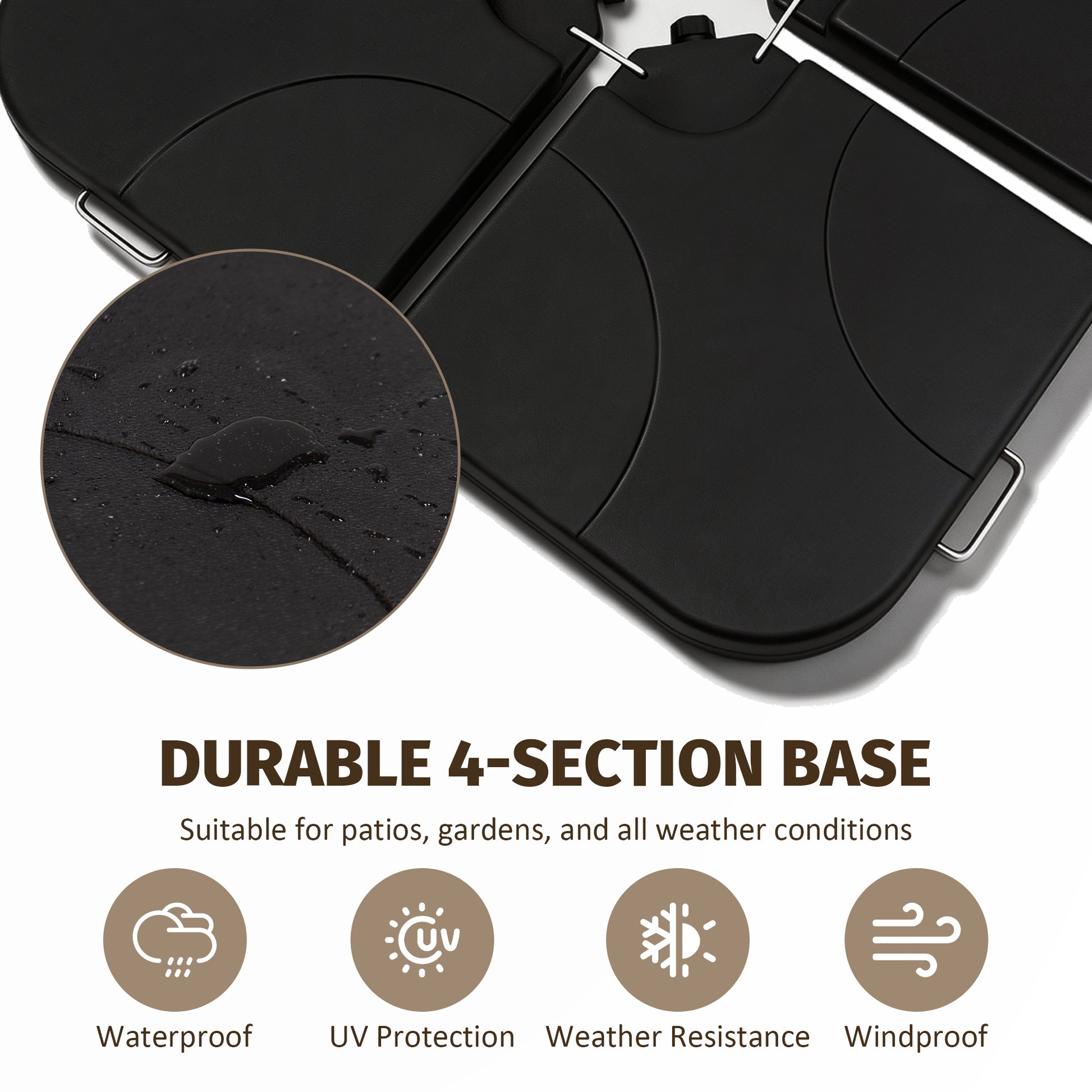 Refillable Black Plastic Umbrella Base for Garden, Poolside & Porch