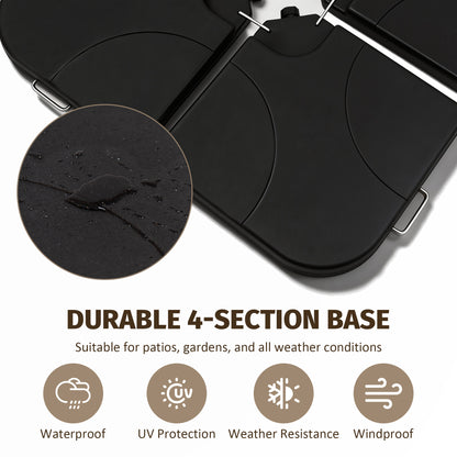 Refillable Black Plastic Umbrella Base for Garden, Poolside & Porch