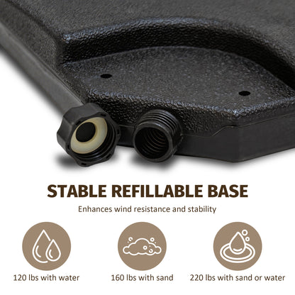 Refillable Black Plastic Umbrella Base for Garden, Poolside & Porch