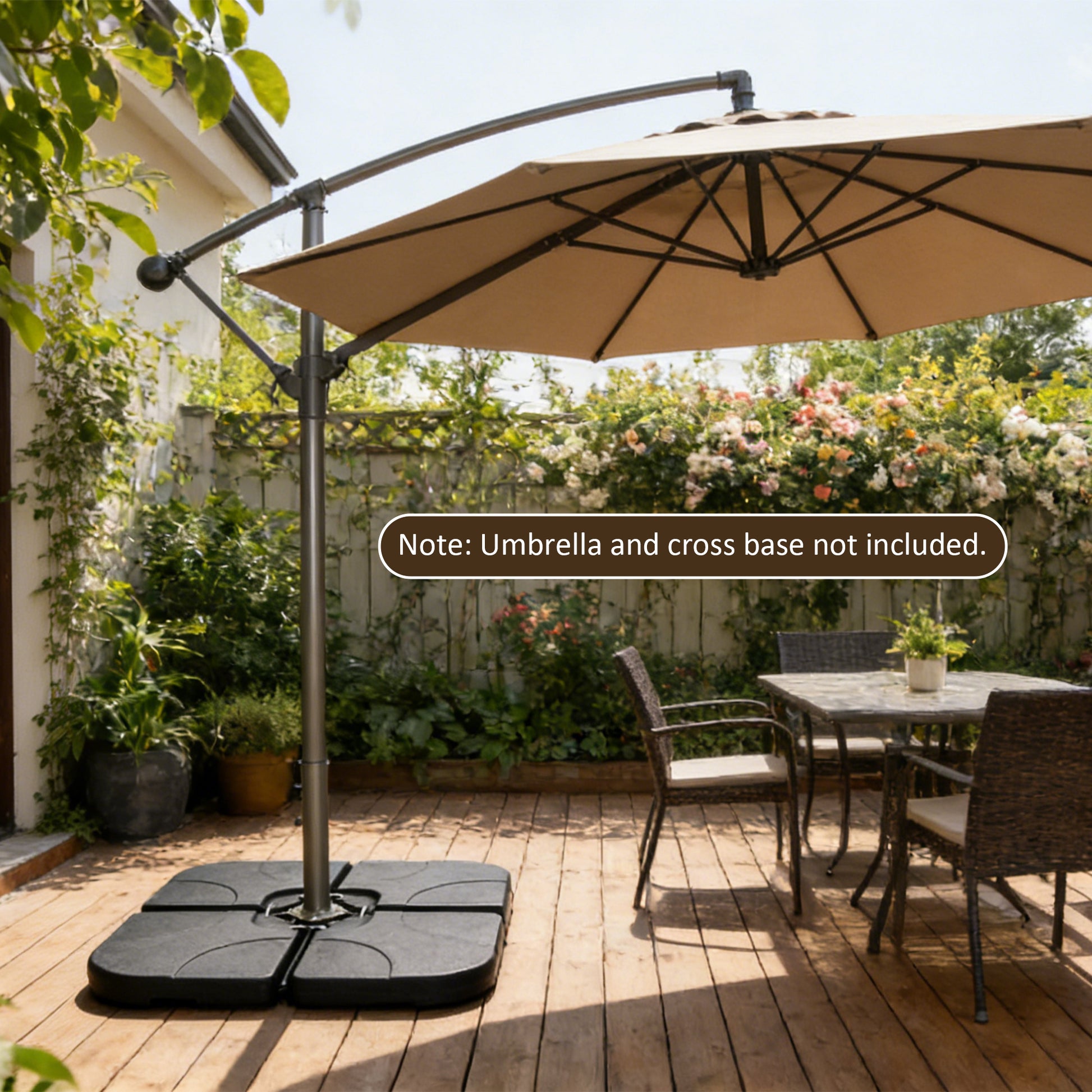 Refillable Black Plastic Umbrella Base for Garden, Poolside & Porch