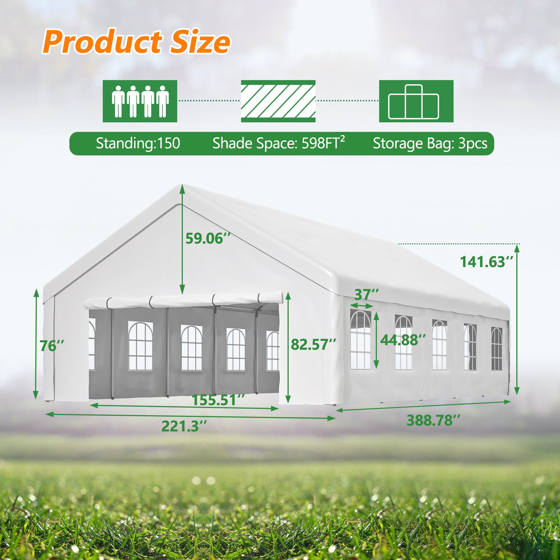 20x32 FT Party Tent - White Metal Canopy for Weddings & Events
