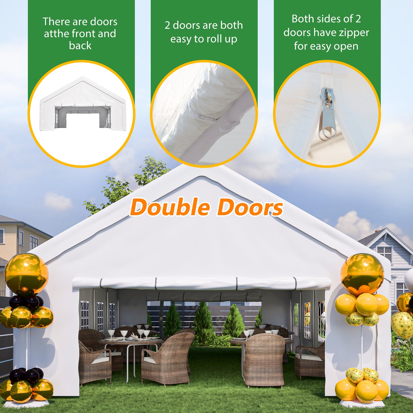 20x32 FT Party Tent - White Metal Canopy for Weddings & Events