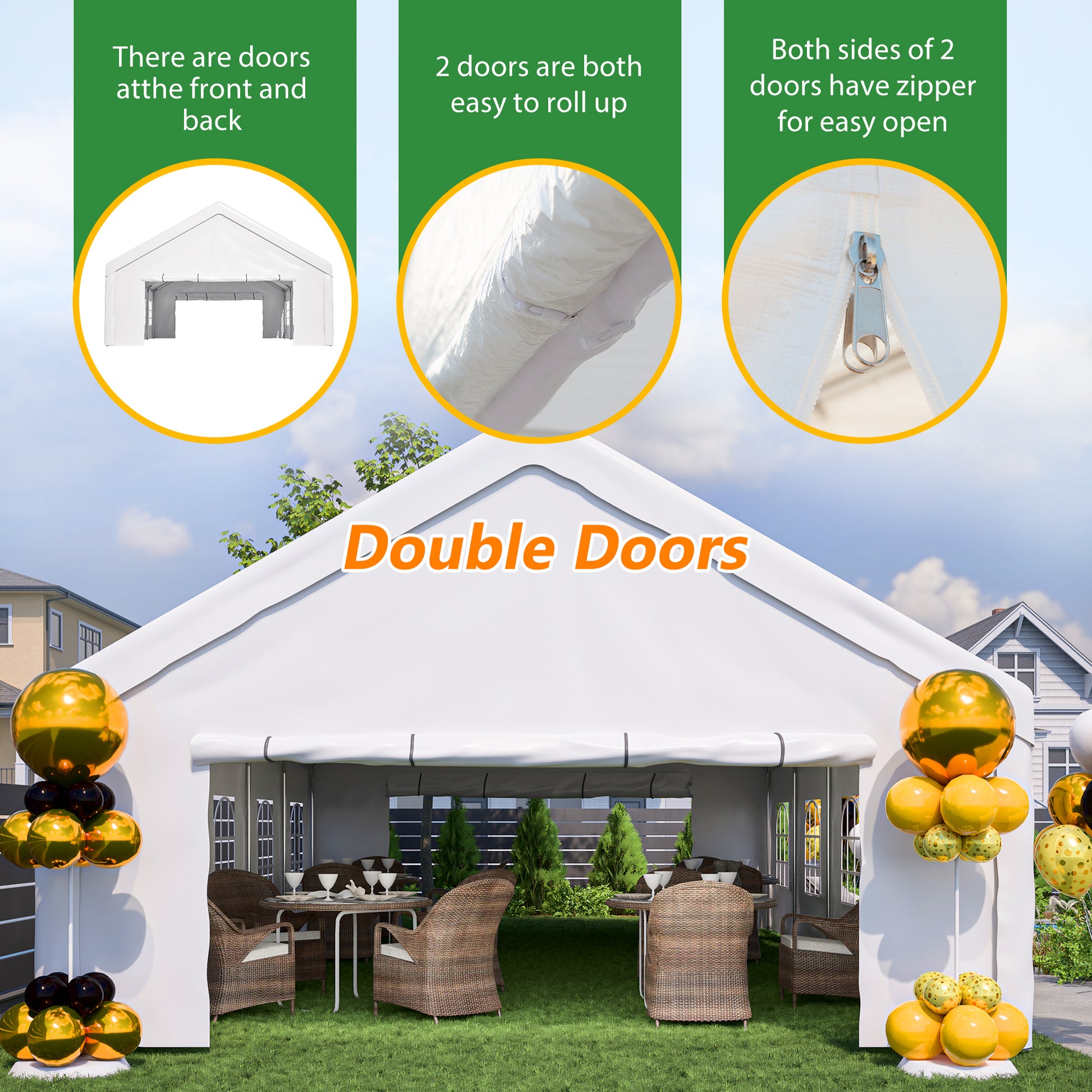20x32 FT Party Tent - White Metal Canopy for Weddings & Events