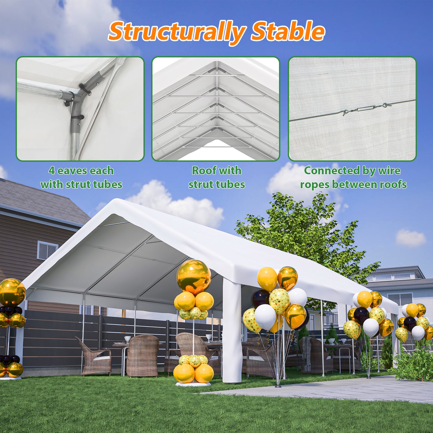 20x32 FT Party Tent - White Metal Canopy for Weddings & Events