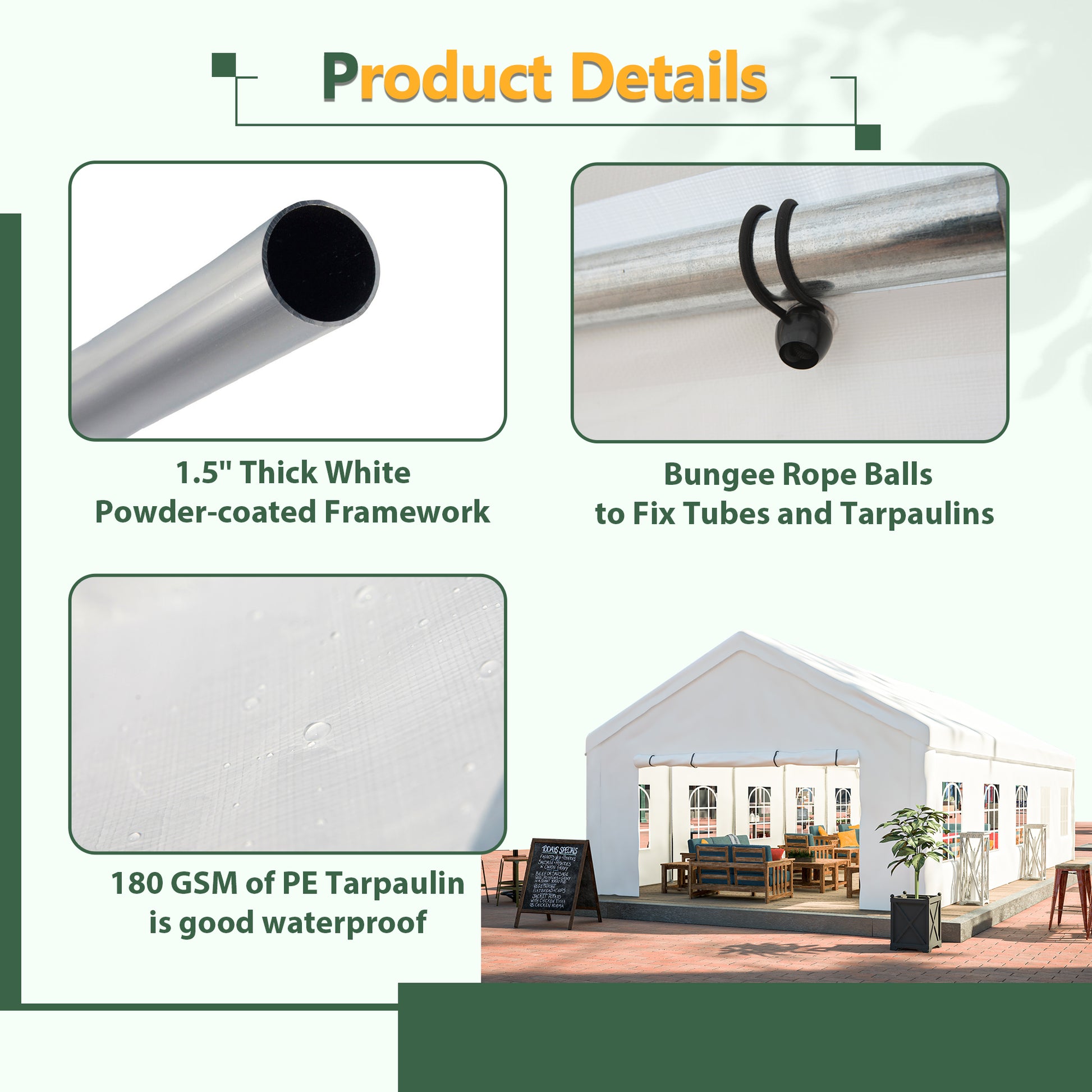 16x32 White Metal Party Tent - Outdoor Canopy for Weddings & Events