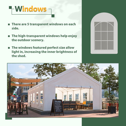 16x32 White Metal Party Tent - Outdoor Canopy for Weddings & Events