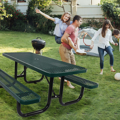 6 ft. Rectangular Outdoor Steel Picnic Table - Green