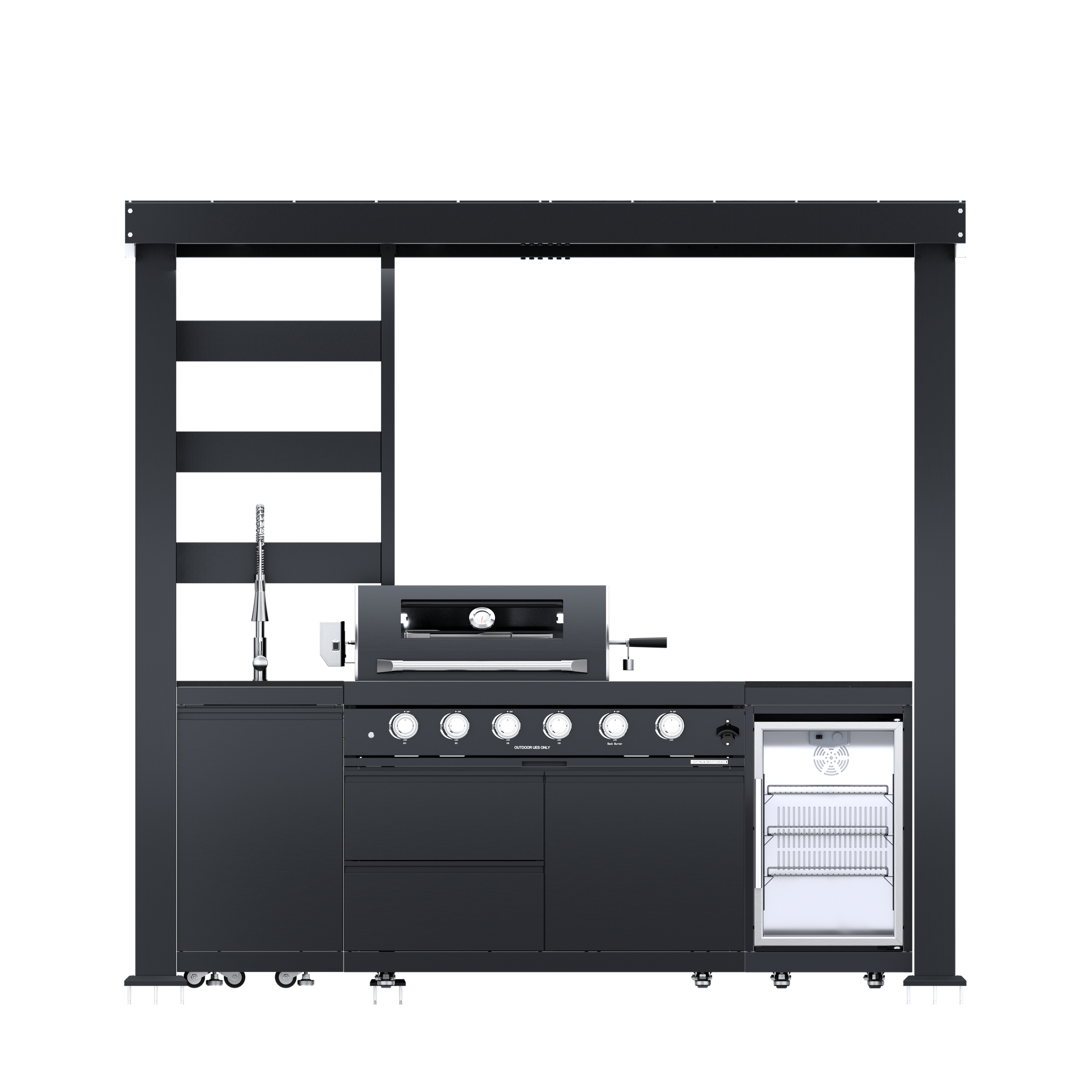 97-Inch Stainless Steel Outdoor Kitchen Island Grill and Refrigerator