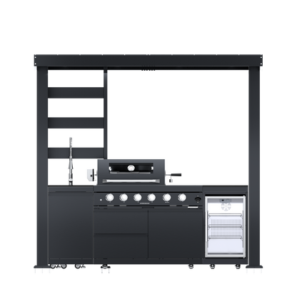 97-Inch Stainless Steel Outdoor Kitchen Island Grill and Refrigerator