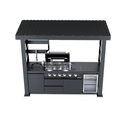 97-Inch Stainless Steel Outdoor Kitchen Island Grill and Refrigerator