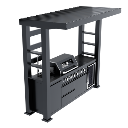 97-Inch Stainless Steel Outdoor Kitchen Island Grill and Refrigerator