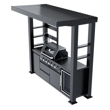 97-Inch Stainless Steel Outdoor Kitchen Island Grill and Refrigerator