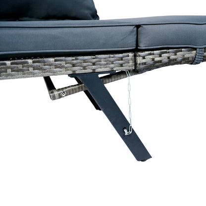 2 Person Dark Grey Wicker Patio Bench with Cushions