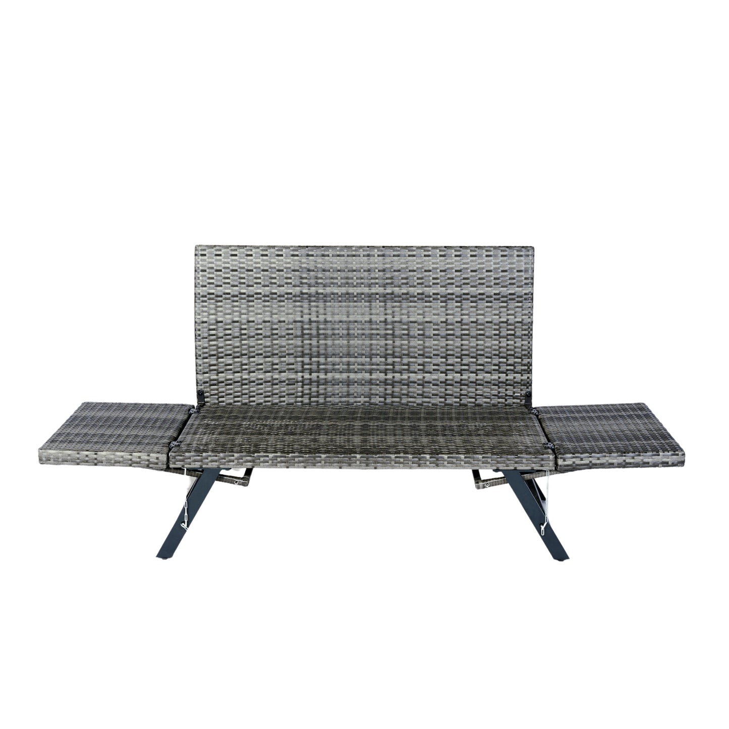 2 Person Dark Grey Wicker Patio Bench with Cushions