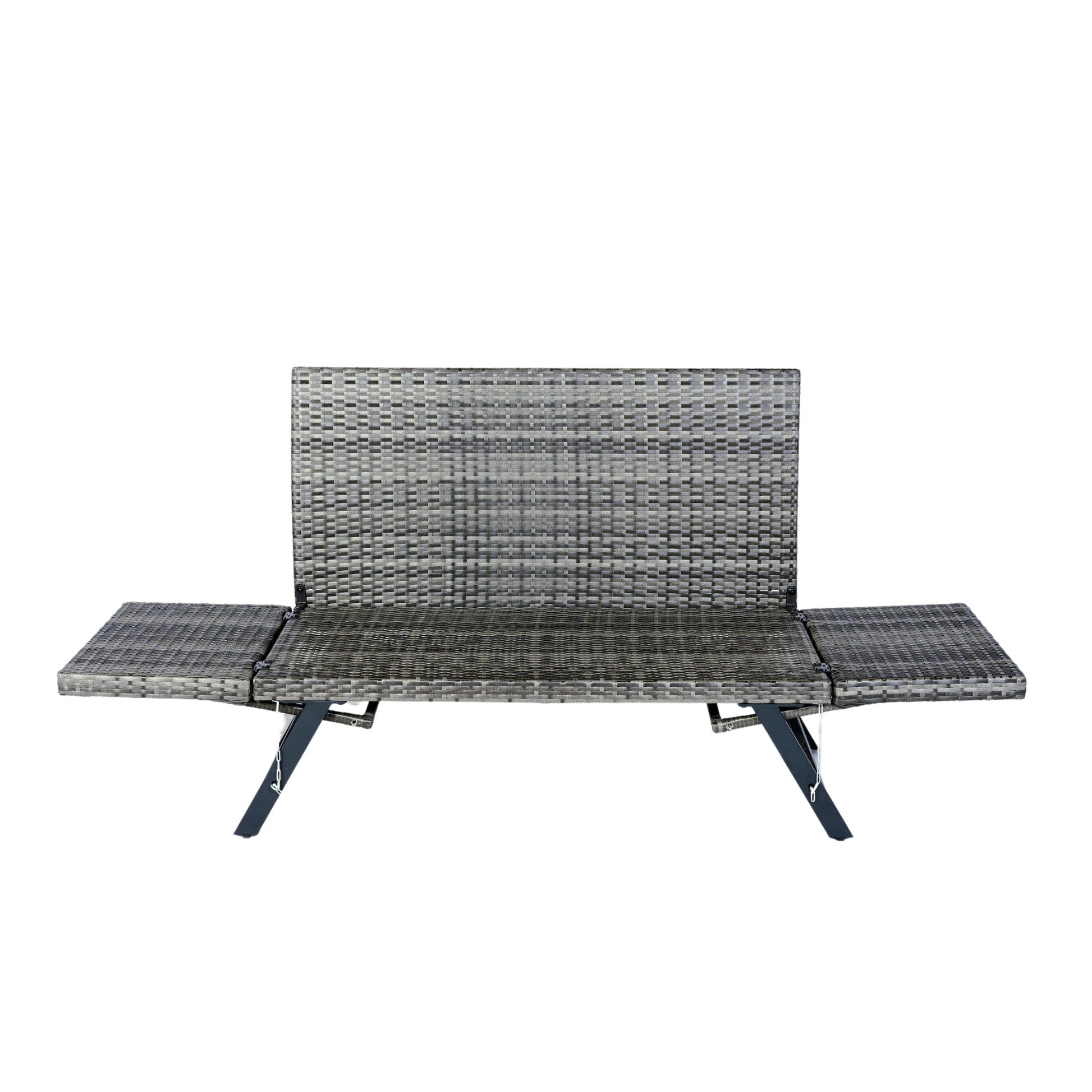 2 Person Dark Grey Wicker Patio Bench with Cushions