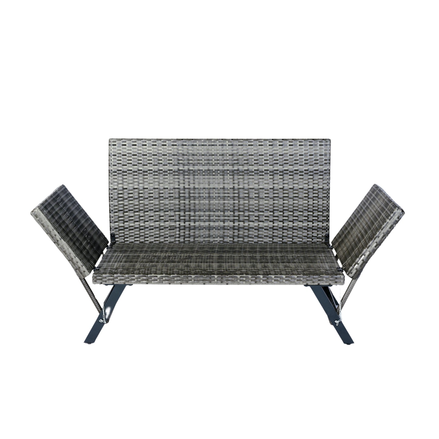 2 Person Dark Grey Wicker Patio Bench with Cushions
