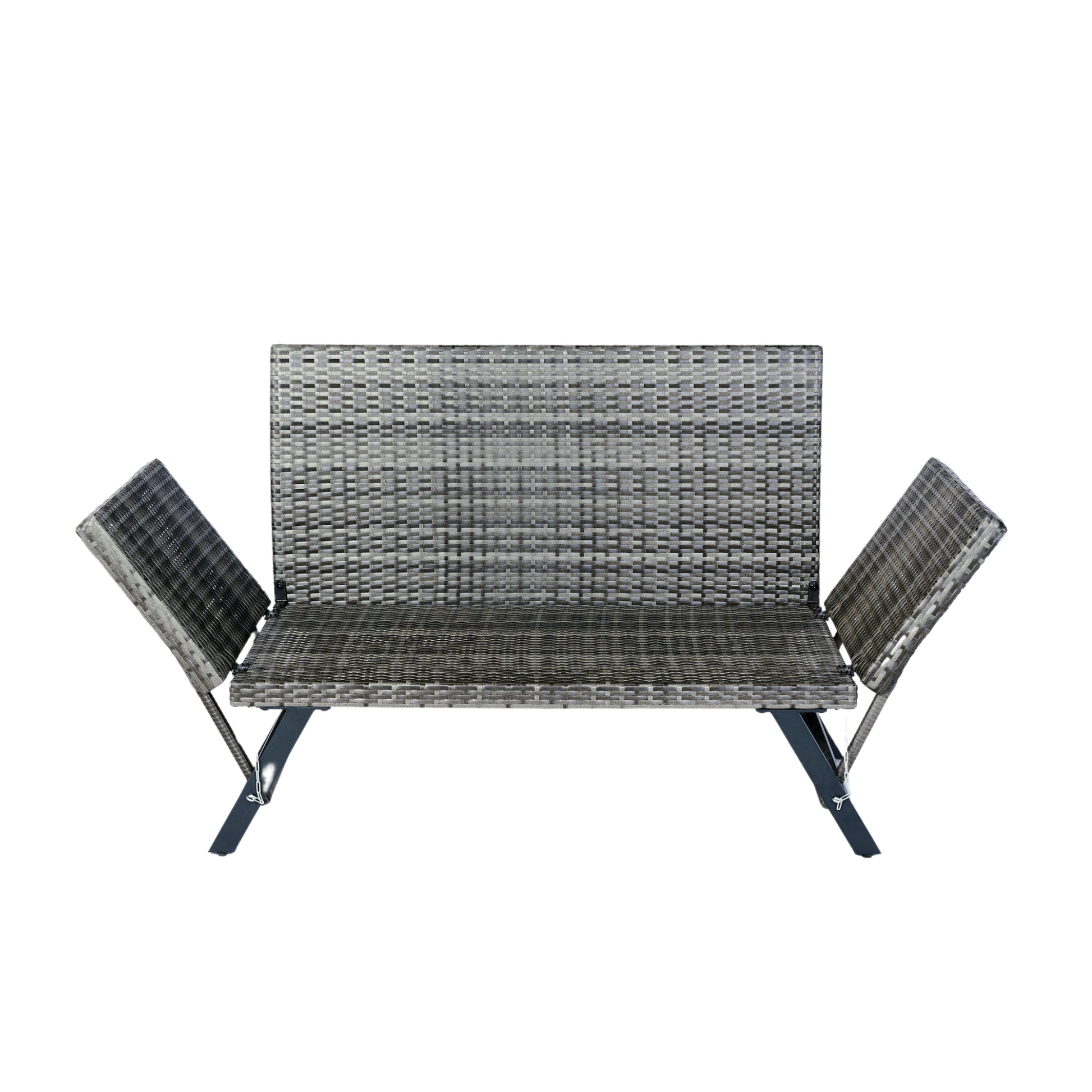 2 Person Dark Grey Wicker Patio Bench with Cushions